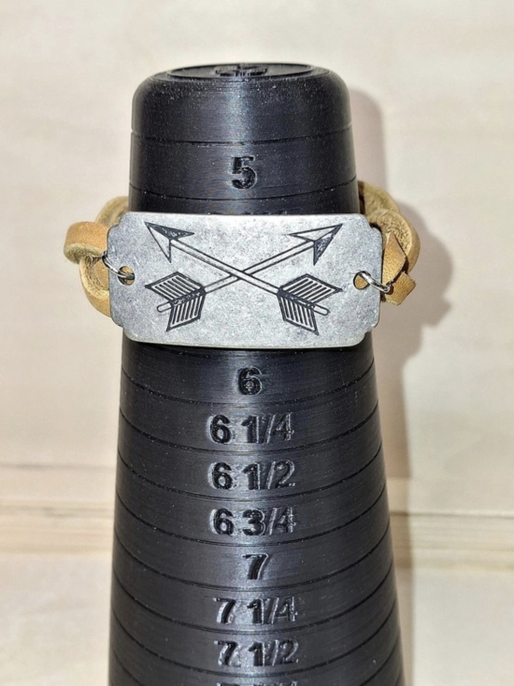 Leather Braided Arrow Plate Bracelet in Brown & Silver